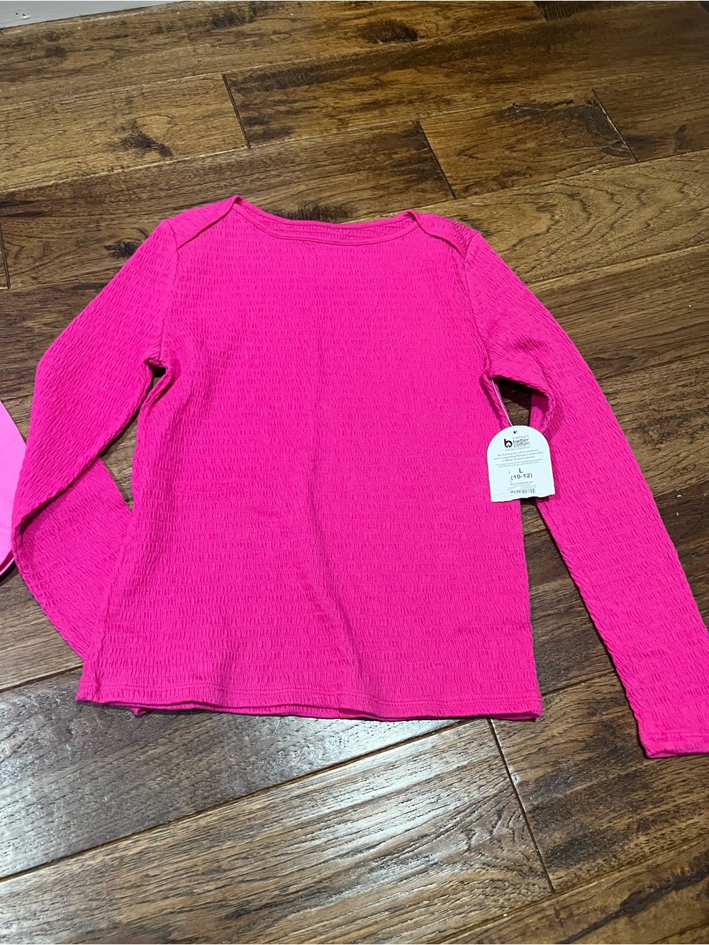 Wonder nation kids 10-12 Bright Pink Textured Long-Sleeve top